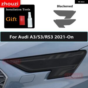 アウディ ヘッドライト フィルムクリアスモークブラック TPU ステッカー A3 8V 8Y S3 RS3 2021 2022 S ラインスポーツバック 2014-ON - 2021-On B
