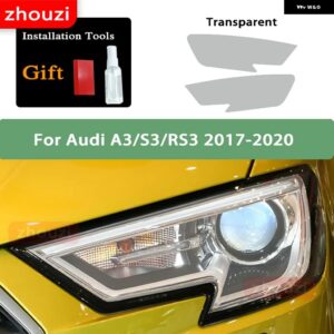 アウディ ヘッドライト フィルムクリアスモークブラック TPU ステッカー A3 8V 8Y S3 RS3 2021 2022 S ラインスポーツバック 2014-ON - 2017-2020 T