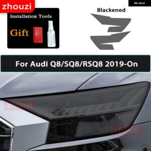 アウディ ヘッドライト フィルム自動スモークブラック TPU ステッカー A3 S3 A4 B8 B9 A5 A6 S6 C8 A7 A8 D4 TT TTS Q3 Q5 Q7 Q8 RSQ8 - Q8 19-On