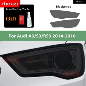 アウディ ヘッドライト フィルムクリアスモークブラック TPU ステッカー A3 S3 8V RS3 8Y 2021 2022 S ラインスポーツバック 2014-ON - 2014-2016 B