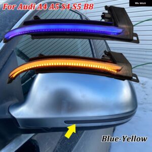 アウディ A4/S4 B8/8K 08-09 A4 B8.5 2011-2016 シーケンシャル バックミラー インジケーター ウインカー ダイナミック LED ターン シグナル - B8-Blue-Yellow