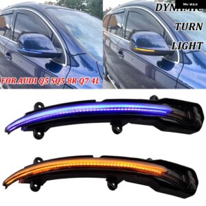 アウディ ペアサイドミラー インジケータライト Q7 フェイスリフト 2010-15 LED ダイナミックウィンカー ウインカーシーケンシャル - Blue-Yellow