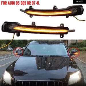 アウディ ペアサイドミラー インジケータライト Q7 フェイスリフト 2010-15 LED ダイナミックウィンカー ウインカーシーケンシャル - Yellow