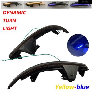 アウディ サイド ウイング バックミラー シーケンシャル インジケータランプ ウインカー A7 S7 RS7 2010-2017 LED ダイナミックウィンカー ライト - Blue-Yellow