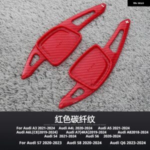 アウディ A3 A4L A5 A6L A7 A8 S4 S6 S7 S8 Q6 シフト 装置半自動クラッチ赤自動 ステアリングホイール リア シフト パドル - Red Carbon Fiber