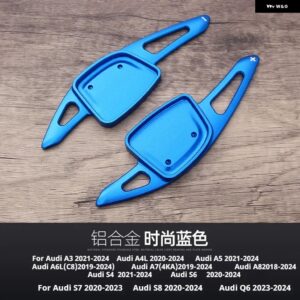 アウディ A3 A4L A5 A6L A7 A8 S4 S6 S7 S8 Q6 2個 ステアリングホイール シフト パドル 延長 合金 シフター - Blue