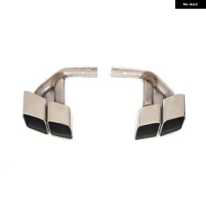 アウディ Q7 2016-2019 ステンレス 製マフラーチップ 4スクエアチップ ブラック/シルバーマフラーテール SQ7ではありません - Silver