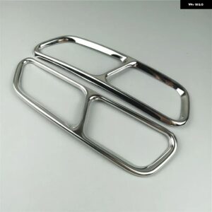 ステンレス 製テールスロート パイプ カスタム カバー トリム アウディ A6 C7 2016-2018 車用排気テール パイプ 装飾 フレーム - Silver