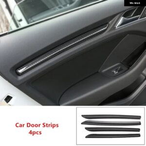 カーボン スタイル ダッシュボード 装飾 カバー トリム アウディ A3 8V 2014-2018 S3 2017 ABS車内ドア トリム ストリップ - 4 pieces