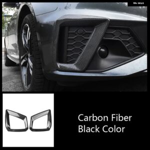 カー スタイリング フロント バンパー フォグランプ フレーム 装飾 カバー トリム アウディ A4 B9 2020 2021自動車 外装 アクセサリー - Carbon fiber color