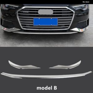 フロント バンパー トリム ストリップ ステンレス 3個 アウディ A6 C8 2019 カー スタイリング ヘッドデコレーション ステッカー デカール - Model B