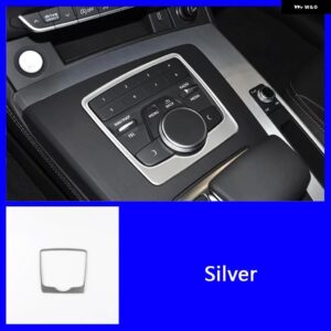 車用 ギア シフト パネル マルチメディア ボタン フレーム デコレーション カバー トリム アウディ Q5 FY 2018-2021 インテリア カーボン カラー ステッカー - Silver