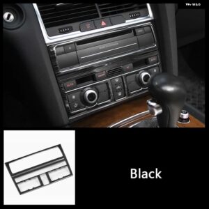 車用センター コンソール AC エアコン フレーム CD パネル 装飾 カバー ステッカー トリム アウディ Q7 2008-2015 内装アクセサリー - black