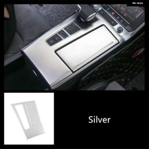 ステンレス 製センター ギア シフト パネル カバー トリム アウディ A6 C8 2019 シルバー カーセンター コンソール ボタン フレーム 装飾 - 2 pieces