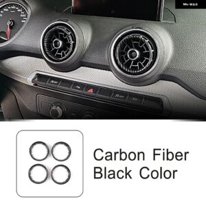 フロント エアコン アウトレット リングデコレーションカバー トリム アウディ A3 8V 2013-2020カー スタイリング インテリア アクセサリー - Carbon fiber black