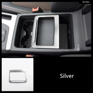 ステンレス 製カー コンソール ミドル可動式 収納 ボックス フレーム 装飾 カバー トリム アウディ Q5 FY 2018-22 インテリア アクセサリー - Silver
