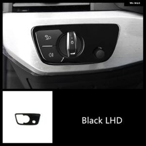 ステンレス 製 ヘッドライト スイッチ フレーム 装飾 カバー トリム アウディ A4 B9 2017-2019 LHDカー スタイリング インテリア アクセサリー - black