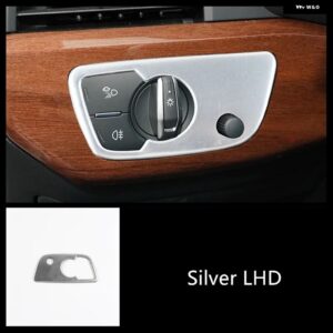 ステンレス 製 ヘッドライト スイッチ フレーム 装飾 カバー トリム アウディ A4 B9 2017-2019 LHDカー スタイリング インテリア アクセサリー - Silver