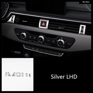ステンレス センター コンソール エアコン アウトレット スパンコール 装飾 カバー トリム アウディ A4 B9 2017-2021 LHDカー スタイリング - Silver
