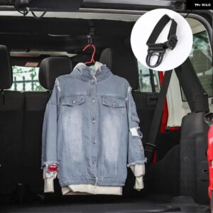 車用トップハンドル 滑り止めグラブハンドル穴 付き シートヘッドレスト アームレスト ジープ ラングラー YJ TJ JK JL 1997-2024年以降 - 1pc　black　buckle