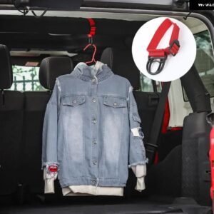 車用トップハンドル 滑り止めグラブハンドル穴 付き シートヘッドレスト アームレスト ジープ ラングラー YJ TJ JK JL 1997-2024年以降 - 1pc　red　buckle