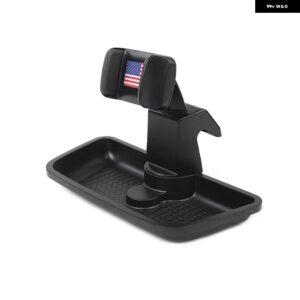 ブラック 携帯電話 IPAD ホルダー 車用 GPS ブラケット ダッシュ マウント ホルダー 収納 オーガナイザー ボックス ジープ ラングラー JK 2012-2017 - e