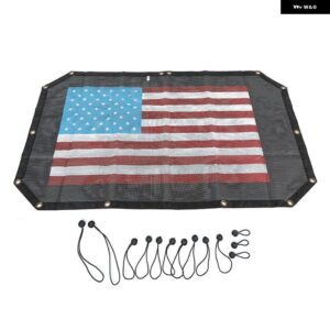 車用ルーフトップUVプルーフサンシェード メッシュ ヒートシールド ネット JEEP WRANGLER JK 2007-2017 外装 アクセサリー - USA　flag　B