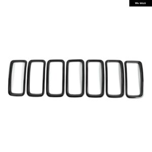 ランプフード ジープ レネゲード 車用 フロント グリル ヘッドライト ランプ デコレーション カバー ステッカー アクセサリー ジープ レネゲード 2019+ - black　7pcs