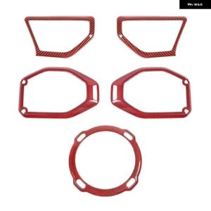 JIDIXIAN 車 Aピラー ルーフ トランク スピーカー デコレーション カバー ジープ ラングラー JL 2018 - 23 内装アクセサリー - red　carbon　fiber