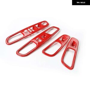 ジープ インテリアウィンドウリフト ボタン パネル 装飾カバー レネゲード 2016-24 - red