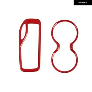 ジープ インテリアギアシフトウォーターカップホルダー 装飾カバー グランドチェロキー 2016-21 - Red 2-Pcs