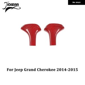 ジープ ギアシフトノブレバーヘッド装飾カバー グランドチェロキー 2011-15 2017-20 - 2 pcs red carbon