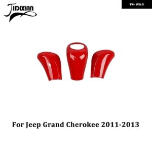 ジープ ギアシフトノブレバーヘッド装飾カバー グランドチェロキー 2011-15 2017-20 - 11-13 3pcs red
