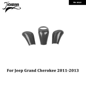 ジープ ギアシフトノブレバーヘッド装飾カバー グランドチェロキー 2011-15 2017-20 - 11-13 3pcs carbon