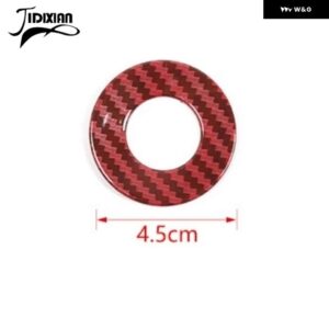 ジープ ラングラー JL グラディエーター JT 2018 アップ車内スタートストップボタン ノブスイッチ装飾リング カバー - red carbon fiber