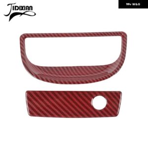ジープ 副パイロット収納ボックスハンドル装飾カバー ラングラー JK 2007-17 - red carbon fiber