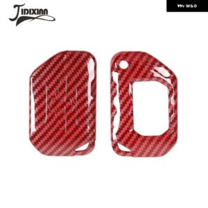 ジープ ラングラー JL グラディエーター JT 2018-24 キーケース シェル装飾カバー - red carbon fiber
