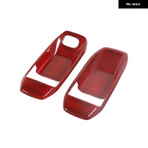 ジープ 車インナードアハンドルボウル装飾カバー ステッカー ラングラー JL グラディエーター JT 2018 アップインテリア - Carbon Fiber Red