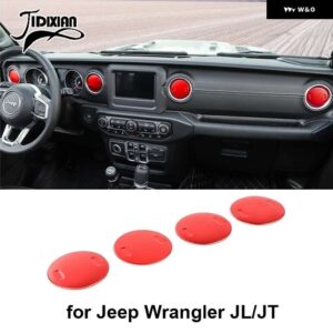 ジープ カーエアコンベントアウトレット装飾カバー ラングラー JL 2018 アップグラディエーター JT 2018 アップ - Red 4-Pcs