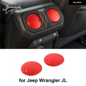 ジープ カーエアコンベントアウトレット装飾カバー ラングラー JL 2018 アップグラディエーター JT 2018 アップ - Red 2-Pcs