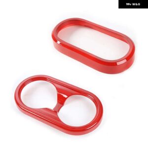 ジープ ギアシフトパネル カップホルダー 装飾カバー ラングラー JK 2007 2008 2009 2010 インテリア - red 2 pc