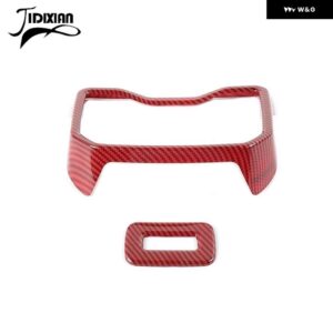 ジープ 車内リアアーム レスト ボックスカップホルダー 装飾カバー ラングラー JL 2018-24 アップ - red carbon fiber