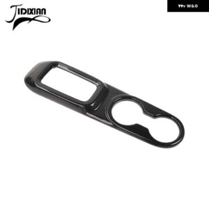 ジープ ラングラー JK 2011-17 車内ギアシフトパネル フロントカップホルダー 装飾カバー - Black Carbon Fiber
