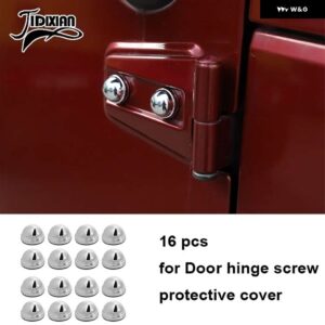 ジープ 車 外装 ドアヒンジネジ A ピラー フードエンジン エアインレットネジ装飾カバー ラングラー JK 2007-2017 - door screw 16