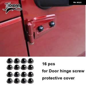 ジープ 車 外装 ドアヒンジネジ A ピラー フードエンジン エアインレットネジ装飾カバー ラングラー JK 2007-2017 - black door screw 16