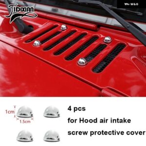 ジープ 車 外装 ドアヒンジネジ A ピラー フードエンジン エアインレットネジ装飾カバー ラングラー JK 2007-2017 - Air inlet screw