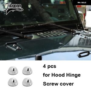ジープ 車 外装 ドアヒンジネジ A ピラー フードエンジン エアインレットネジ装飾カバー ラングラー JK 2007-2017 - chrome hood screw