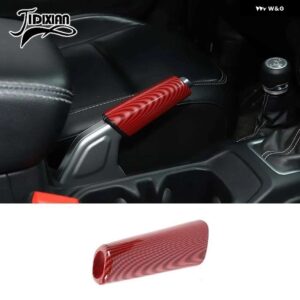 ジープ ハンドブレーキ装飾カバー ラングラー JL グラディエーター JT 2018-23 アップインテリア - red carbon fiber
