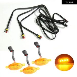 シボレー 3個 フロント車グリル LED ライトグリルトリム スモークレンズ シルバラード 1500 2016-21 - 3yellow-yellow　light