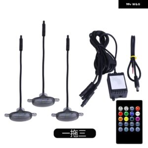 シボレー 3個 フロント車グリル LED ライトグリルトリム スモークレンズ シルバラード 1500 2016-21 - remote　3　black